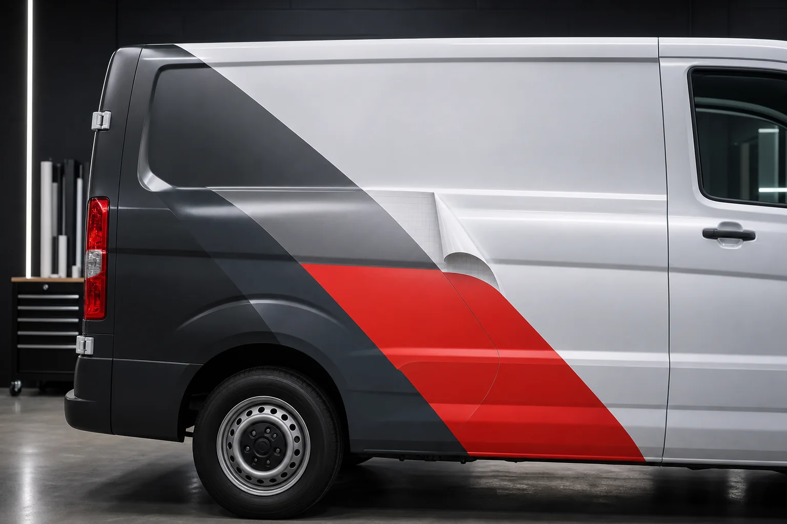 Printed 5-year removable air-release vinyl on a commercial van