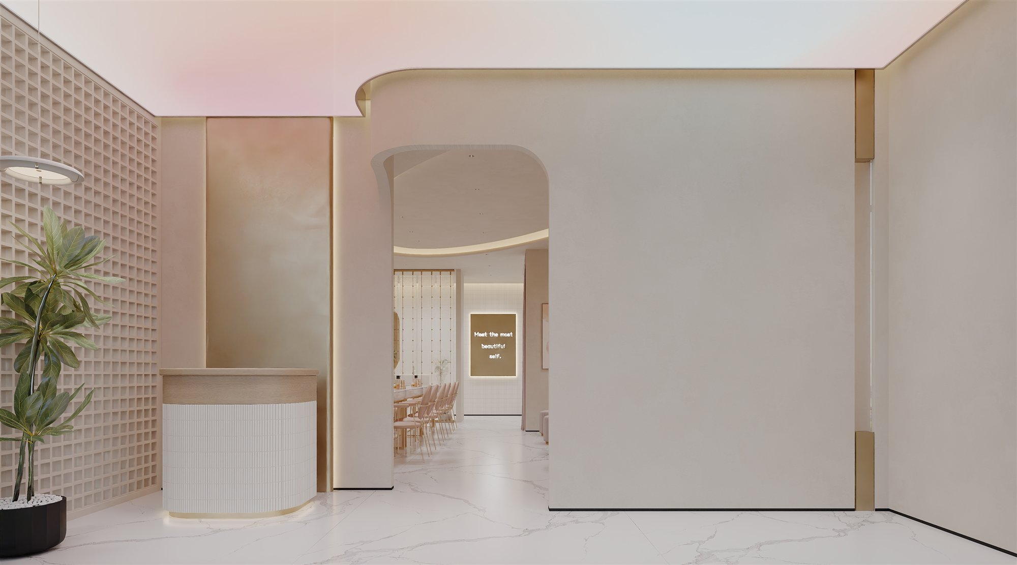 3D concept render of the proposed Blossoms Nail Saloon reception