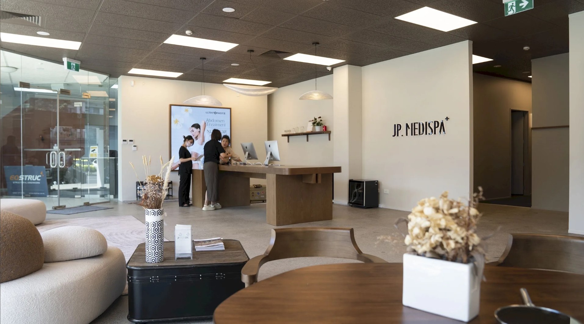 Completed JP MediSpa reception and clinic interior