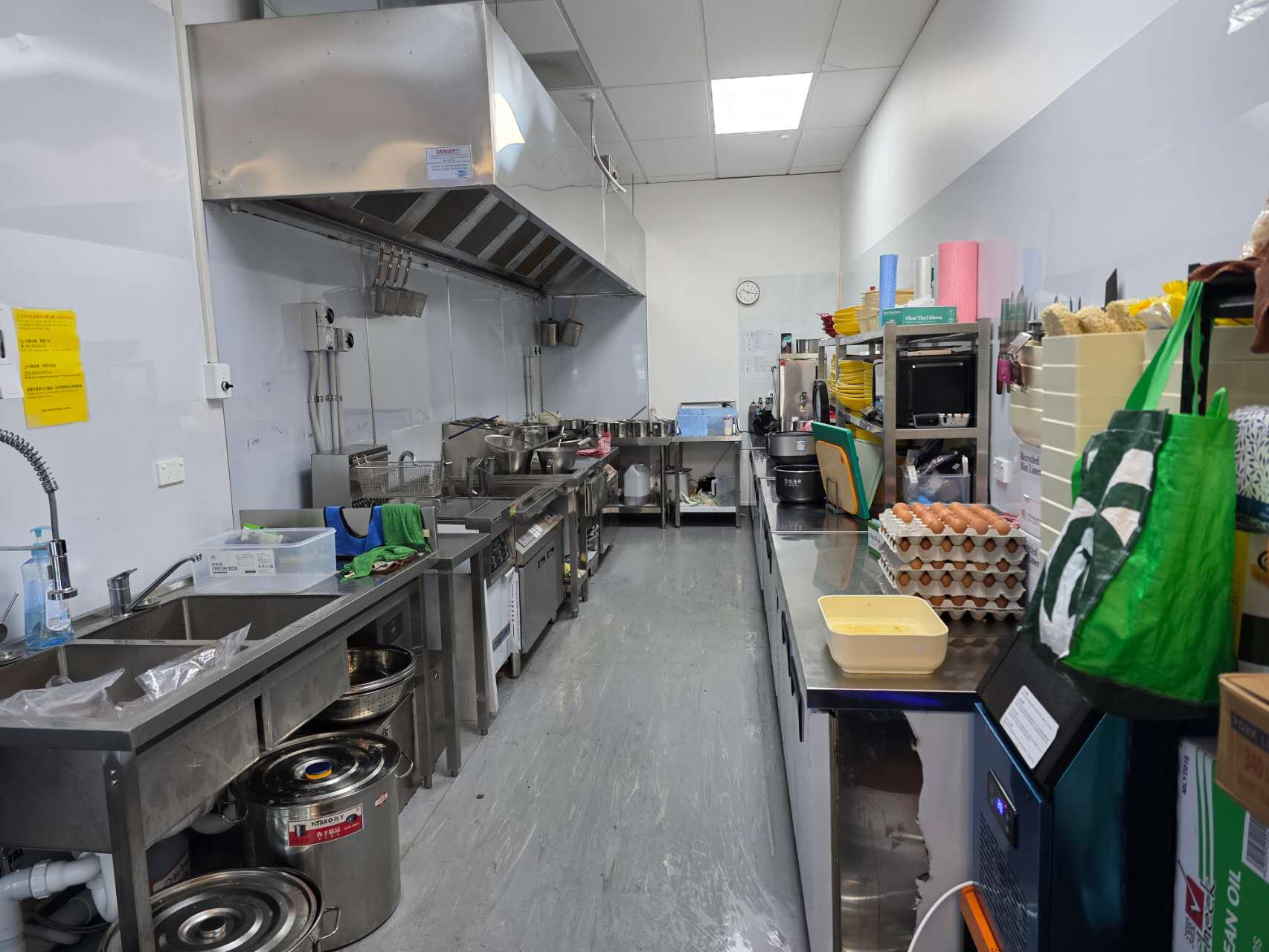 Completed commercial kitchen inside Sanku restaurant